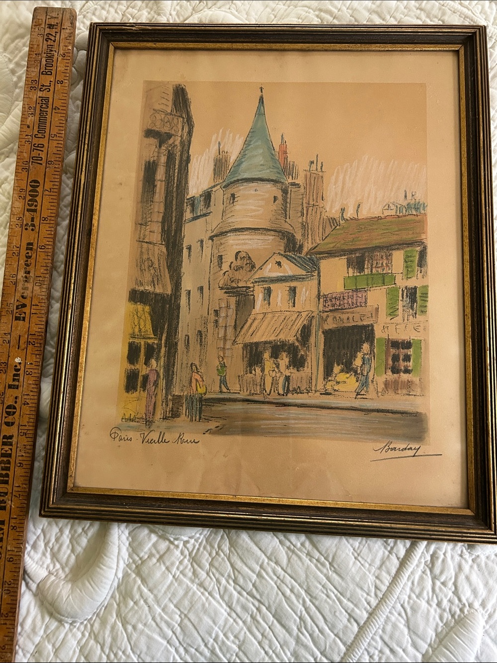 Print by French printmaker Barday. Active 1925 -1945. Original frame 18 x 14